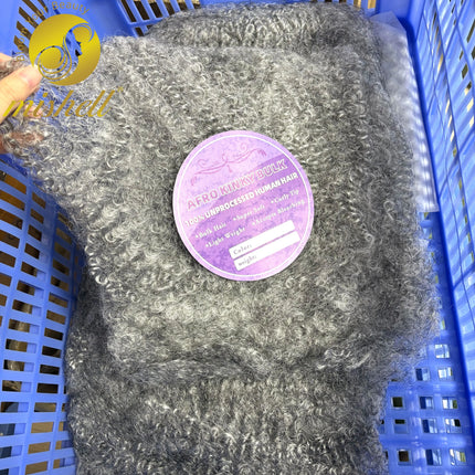 Gray Color 4C Afro Kinky Bulk Human Hair 50g/Pack for Dreadlock Extensions Loc Repair Braiding Twist Tight Afro Kinky Human Hair