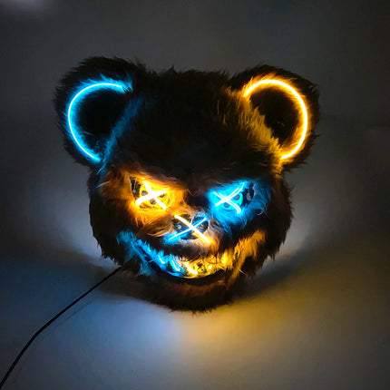 Halloween Light Up Horror Mask Glowing Bloody Bear Killer Mask Flashing Neon Scary Bear Mask for cosplay mask purim props