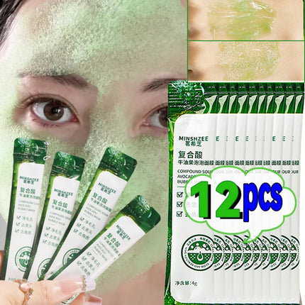 12pcs Avocado Bubble Facial Mask Brightening Firming Moisturizing Face Mask  Beauty Skin Care Facial Bubble Cover Foam Masque