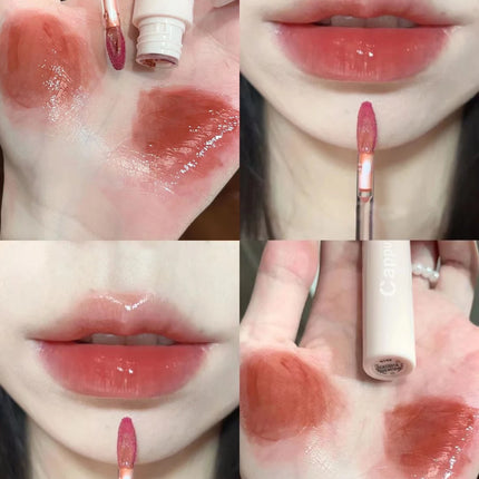 Cherry Pink Waterproof Mirror Finish Water Lip Gloss Nude Brown Clear Tint Glass Lip Oil Liquid Makeup for Luminous Look