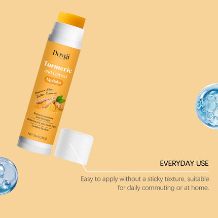 Hoygi Turmeric and Lemon Lip Balm Lip Brightening for Dark Lips Care Dry Lips Treatment Dead Skin Remover Moisturizing Lip Balm
