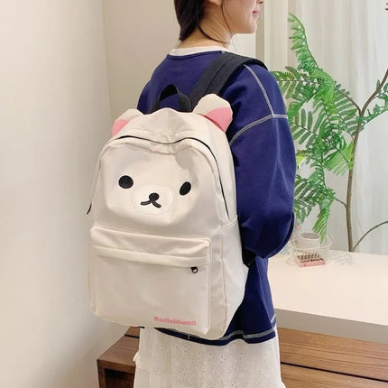 Hot Cute Bear Rilakkumas Backpack Large Capacity Anime Cartoon Backpack Stylish Student School Bag Nylon Shoulder Bags Schoolbag