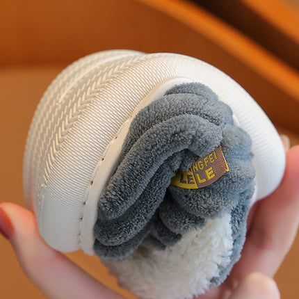 New Winter Simplicity Stripe Plush Slippers Children's Non-slip Soft Sole Kids Boys Girls Heel Wrap Warm High Home Cotton Shoes
