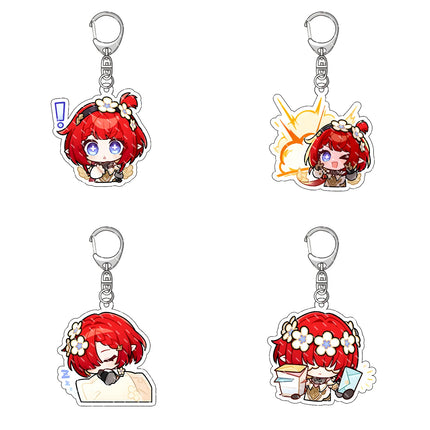 Honkai: Star Rail Anime Figure Acrylic Keychain Dan Heng Feixiao Firefly Model Plate 4pc/set Keyring Game Fans Gift