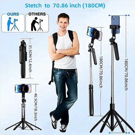 1800mm Bluetooth Wireless Selfie Stick Tripod Extendable Monopod Remote Shutter For iPhone Samsung Xiaomi Phone Holder