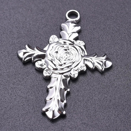5pcs/Lot High Quality Stainless Steel Cross Pendants For Jewelry Making Supplies Metal Rose Lava Ankh Cross Charms DIY Materials