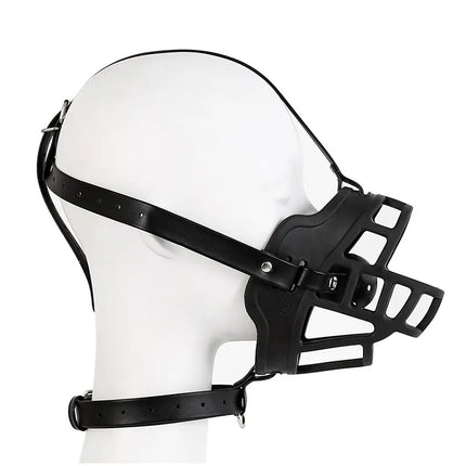 Leather Mask Silicone Mouth Oral Gag Set Head Face Bondage Harness Ball Bite Gag Fetish Restraint Sex Toy Slave Couple Game