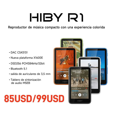 HiBy R1 HiFi Audio Music Player MP3 USB DAC WiFi Bluetooth 5.1 DSD256 PCM384kHz/32bit X1600E CS43131 MSEB Web Radio 3.5mm Output