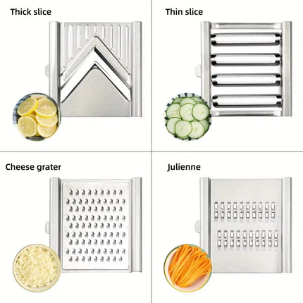 MultiPurpose Vegetable Slicer 4 in1 Vegetable Slicer Stainless Steel Shredder Cutter Cuts Set Manual Fruit Carrot Potato Grater