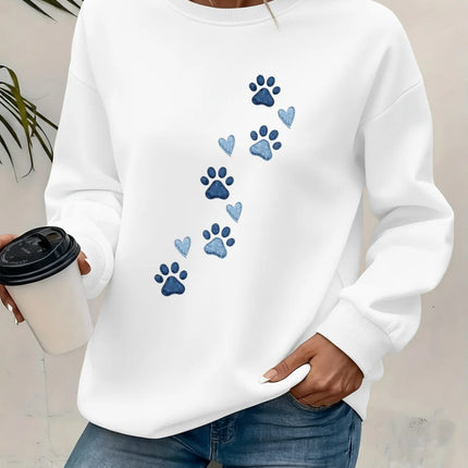 Women's autumn and winter casual fashion loose comfortable warm California Los Angeles printed round neck long sleeved pullover