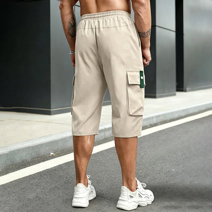 Summer Men Cargo Shorts Multi Pocket Elastic Drawstring Waist Loose Casual Outdoor Sports Workout Daily Beach Streetwear Bottoms