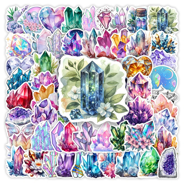 Aesthetic Mystery Crystal Sticker Art DIY Toy Gift Decorative Decal for Scrapbook Junk Journals Laptop Luggage Bottle Waterproof