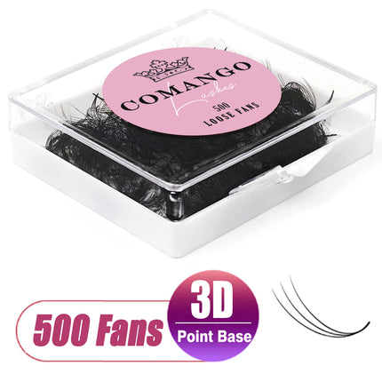 CoMango 500Fans Promade Fans Eyelashes Extension Bulk 3/6/7/10/12/14/16D  Pointy Stem 0.05/0.07 C/D Curl  Premade Volume Fans