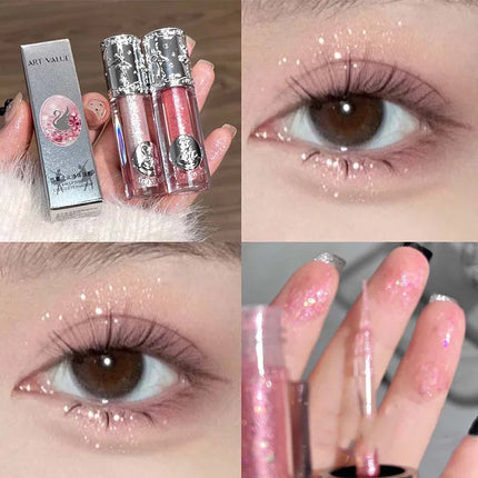 Liquid Eyeshadow Pearlescent Shimmer Long Lasting Monochrome Pearly Fine Sparkling Sequins Eye Shadow Highlighter Quick Drying
