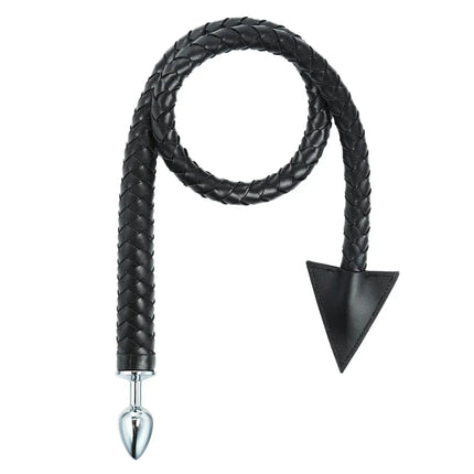 Metal Anal Plug PU leather Whip Anal Sex Devil Tail Cosplay Butt Plug Adult Games Anal Sex Toys for Couples Men and Women