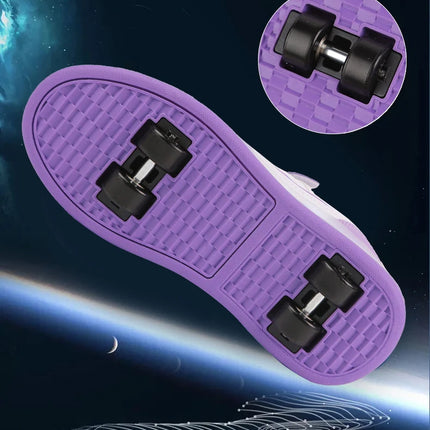 Roller Skate Shoes Kids Boys Girls Flashing Light 4 Wheel Roller Shoes Led Light Luminous Sneakers Outdoor Casual Shoes Children