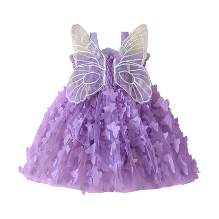 Pudcoco Infant Newborn Baby Girls Rompers Dress, Sleeveless Pleated Butterfly Tulle Patchwork A-line Dress for Party 0-24M
