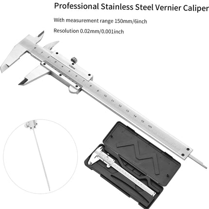 0-150mm Stainless Steel Vernier Caliper Locking Screw Vernier Caliper Stainless Steel by BeBosLook