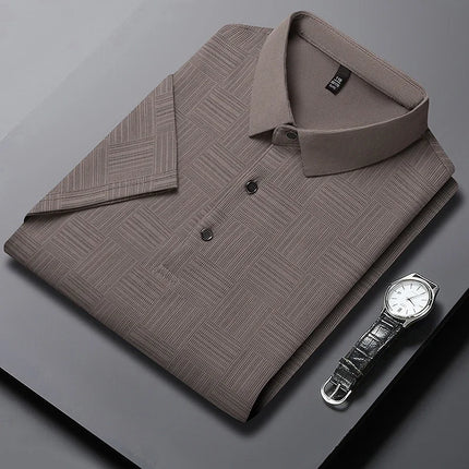 2026 Men's New Printed Business Casual Short sleeved POLO Shirt Fashion Short sleeved Comfortable and Breathable Top