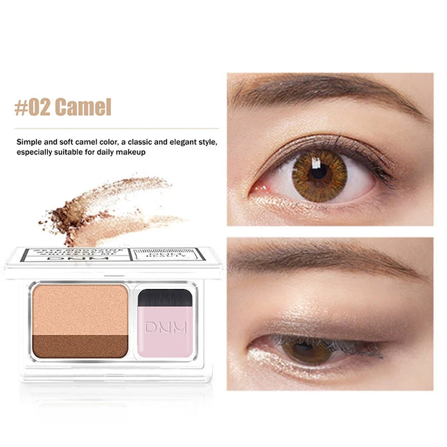 1Pc DNM Professional Women's Cosmetics Two-color Matte Lazy Eye Shadow Double Small Box Easy Carry Eyeshadow Tray for Makeup