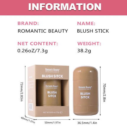 2-in-1 Cream Blush Stick - Waterproof Matte & Skin-Fusing, Long-Lasting Natural Red, Highly Pigmented & Easy Blend