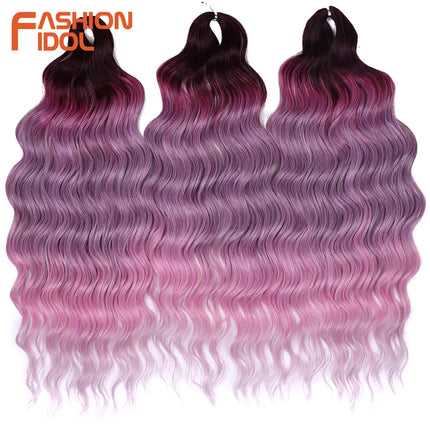 Anna 24 Inch Hair Synthetic Deep Wave Braiding Hair Extensions Braid Hair Ombre Rainbow Red Orange Twist Crochet Curly Hair