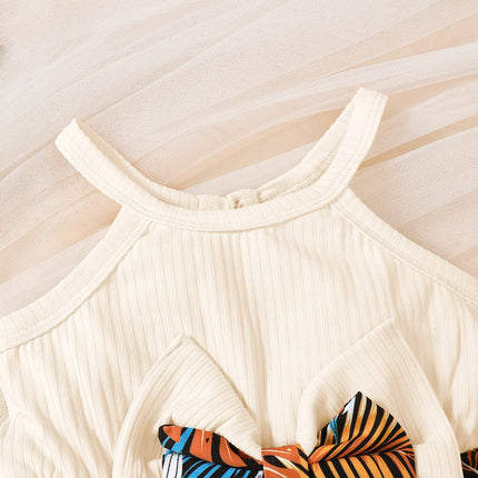 2Pcs Summer Baby girl Dress Maple leaves Bow Dress+Hat Set 0-3 Year Old Baby Girl Summer Beach Vacation Casual Dress