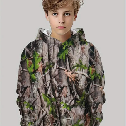 Camouflage Hunting Hoodies Forest Print Boy Clothes Outdoor Sports Long Sleeve Trip Tactical Training Esweatshirt Kids Clothing