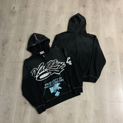 Streetwear Shinning Diamond Zipper Terry Hooded Hoodie for Men Oversized Graffiti Flame Cardigan Rhinestone Sweatshirt Jacket