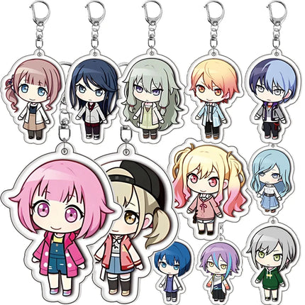 PJSK Kawaii Cute Anime Characters Acrylic Keychain Ornaments Girls Cartoon Backpack Charm Keyring Jewelry Accessories Gifts Toys
