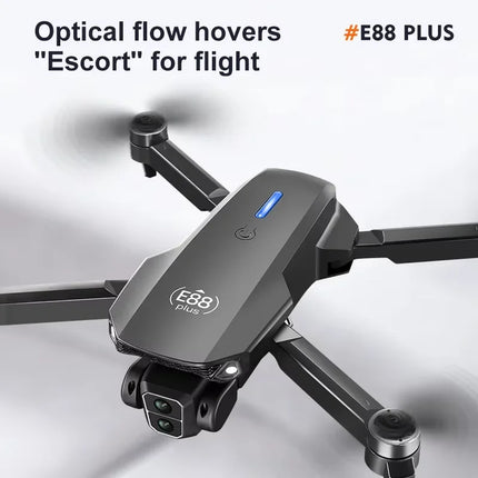 E88 Plus Quadcopter Drone w/ 90° Adjustable Camera: Brushless, Optical Flow, RC Toy