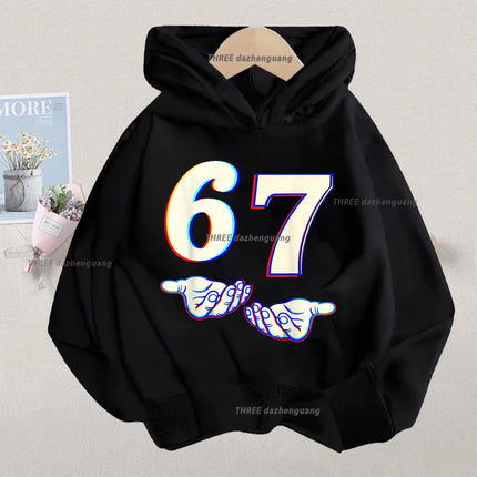 Autumn Children's Comfortable Hoodies 67 Six Seven Digit Print Kid Cute Fleece Sweatshirt Boys Girls Casual Fashion Sport Hooded
