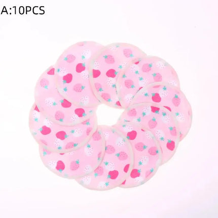 〔HBA16〕 10 Pcs Makeup Remover Pads Washable Double-Layer Strawberry Print Cleaning Cotton Reusable Facial Make Up Removal Pads