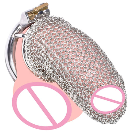 Soft Mesh Stainless Steel Male Chastity Cage Long Hollow Breathable Cock Restraint Device Erotic BDSM Bondage Toys for Men Gay