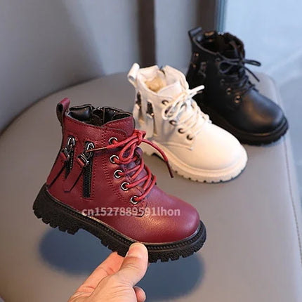 2025 Spring Autumn Winter Ankle Boots Light Girl Platform Shoes Burgundy Beige Black Boys Short Boots Super Cozy Shoes