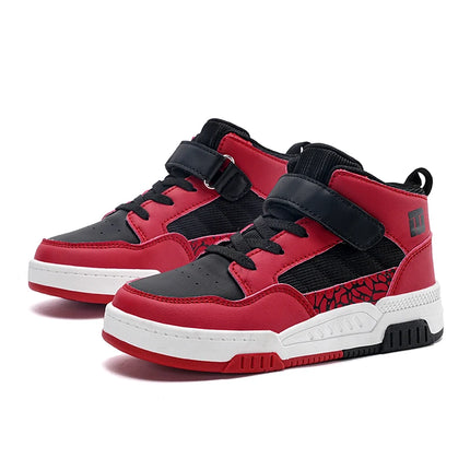 Classic Fashion Children Shoes Boys Leather Sneaker High Top Skater Basketball Shoes Luxury Sports Sneaker for Boy