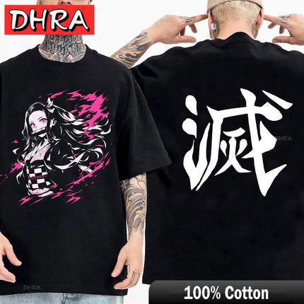 Demon Slayer T Shirt Nezuko Tshirt Women Kimetsu No Yaiba Top Tees Japanese Anime Tanjirou Kamado Tops Manga Harajuku T-shirt