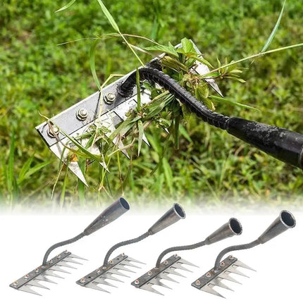 Stainless Steel Weeding Rake Tool For Efficient Garden Weed Removal Multi-Tine Weed Puller Tool For Labor-Saving Weeding