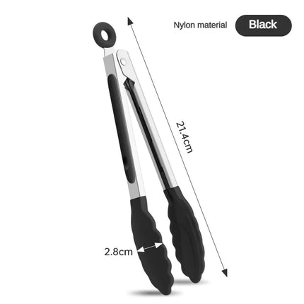 1 Piece High Temperature Resistant Nylon Stainless Steel Food Clip Outdoor BBQ Bread Clip Kitchen Utensil