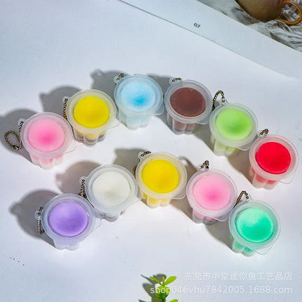 jelly Macaron pudding keychain Knead the stress-relieving jelly pendant to make it soft and simulate the snack bag pendant