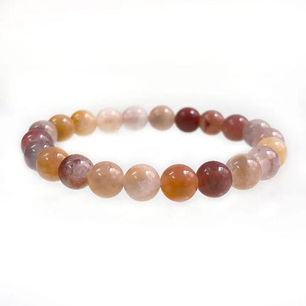 Natural Stone Pink Zebra Beaded Bracelet 6/8mm Dalmatian Jasper Rhodochrosite Agate Bracelet Gemstone Beads Bracelet