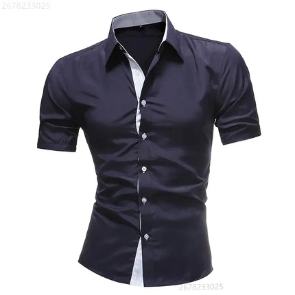 Men's casual business short-sleeved shirt, single-breasted button-down Hawaiian shirt versatile short-sleeved shirt XS-6XL size