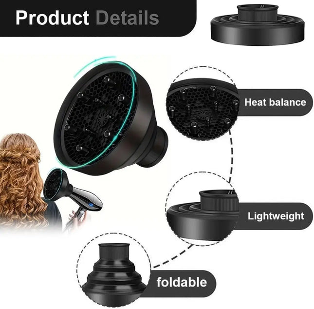 New Salon Tool Black Universal Silicone Hairdryer Diffuser Cover Adjustable Temperature Resistant Dispersing Drying Hair Dryer