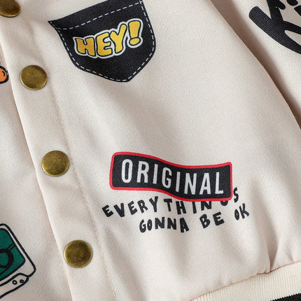 Baby Boys 2025 New Spring Autumn Baby Girls Boys Clothes Cartoon Letter Jacket Fashion Sports Costume Infant Sportswear For 1-3Y