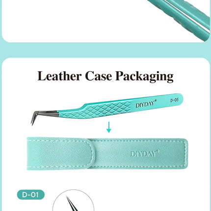 DIYDAY Anti-Slip Tweezers, High-Density Fiber Tip for Eyelash Extensions & Eyebrow, Professional Precision Beauty Tools