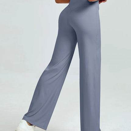High Waisted Straight Leg Yoga Pants for Women, Naked Feeling Butt Lifting Loose Fit Workout Trousers, Slimming Gym Pants