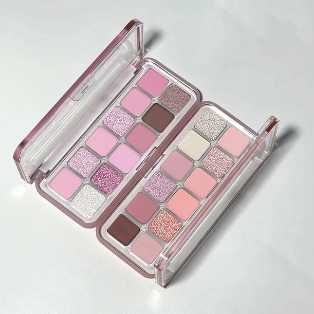 12 Colors Shimmer Matte Eyeshadow Palette Nude Rose Pink Glitter Pigment Eye Shadow Lasting Waterproof Make Up Palette Cosmetics