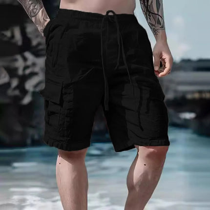 Summer Fashion Loose White Cargo Shorts Men's Handsome Streetwear Beachwear Solid Color with Pockets Shorts Workout Pants 2024