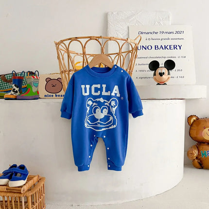 Newborn Clothes Cotton Boy's Jumpsuit 2024 Autumn New Cartoon Girl's One Piece Clothes Casual Climbing Clothes