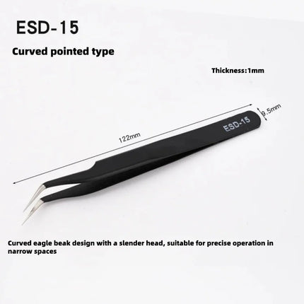 Stainless Steel Tweezers Set,Pointed,Elbow,Flat Head Tweezers Set Hand Tools Industrial Repair Tools Anti-static